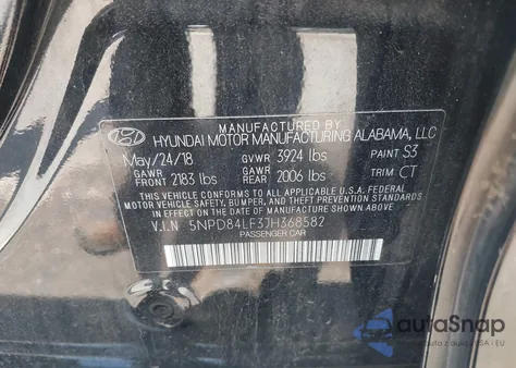 2018 Hyundai Elantra Sel z USA, uszkodzony, nr VIN 5NPD84LF3JH368582